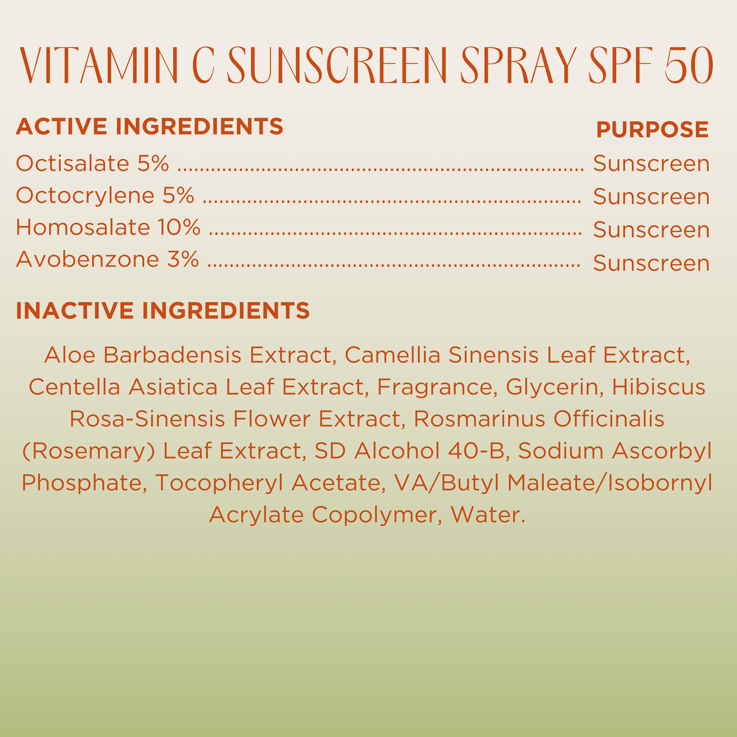 Vitamin C Sunscreen Spray SPF 50